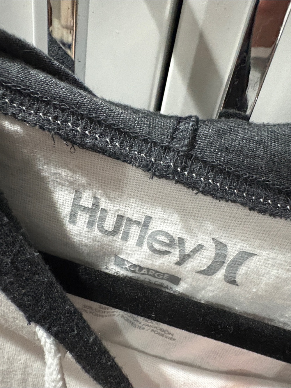 Hurley White and Charcoal Gray T-Shirt Hoodie XL - Picture 2 of 3